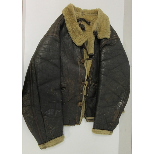 142 - US Army Air force flying jacket converted to button fastening with original label, pair of pilots le... 