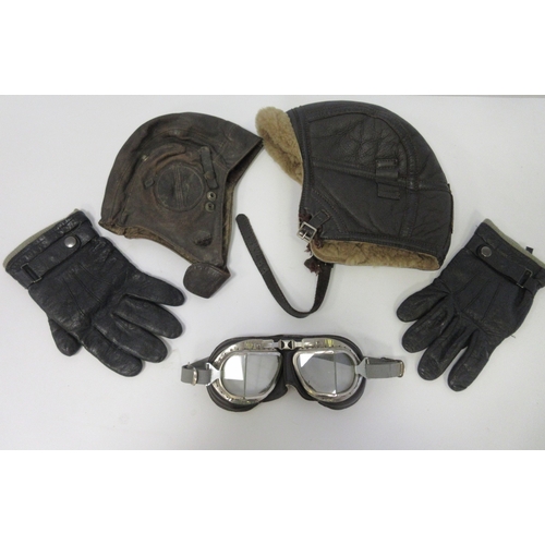 142 - US Army Air force flying jacket converted to button fastening with original label, pair of pilots le... 