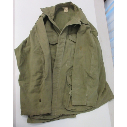 144 - Collection of French military clothing, two pair of 1939 French 262 field Artillery trousers, M47 ca... 