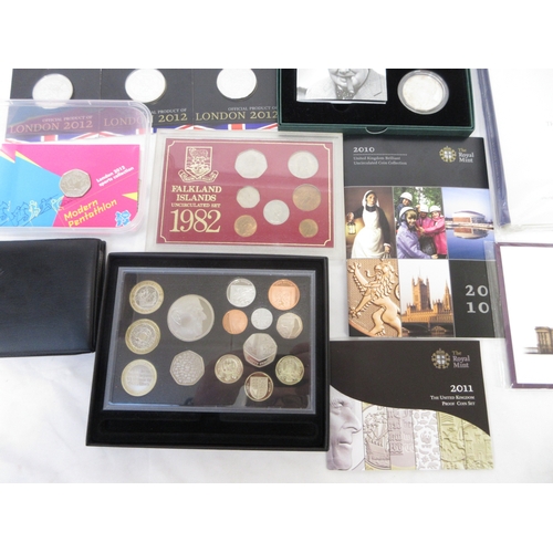Collection of coins to inc. 5 £5 coins, 2 sets of Royal Mint Countdown ...