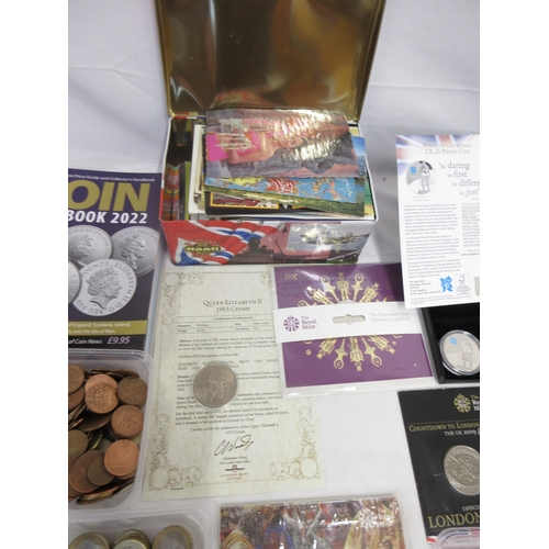 Collection of coins to inc. 5 £5 coins, 2 sets of Royal Mint Countdown ...