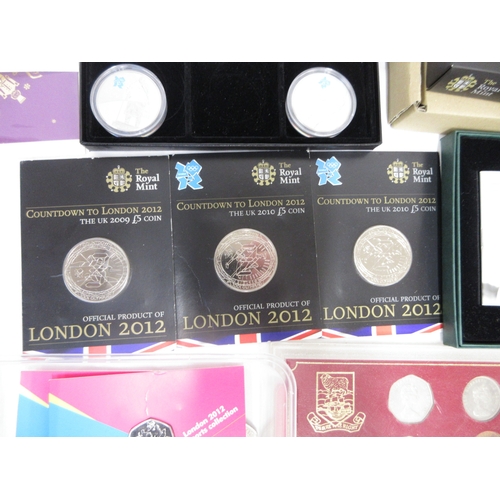 Collection of coins to inc. 5 £5 coins, 2 sets of Royal Mint Countdown ...