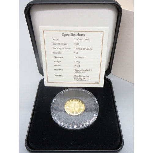28 - Harrington & Byrne - 2020 Half Laurel Gold Proof Coin, encapsulated in case with COA

Bradleys Shipp... 