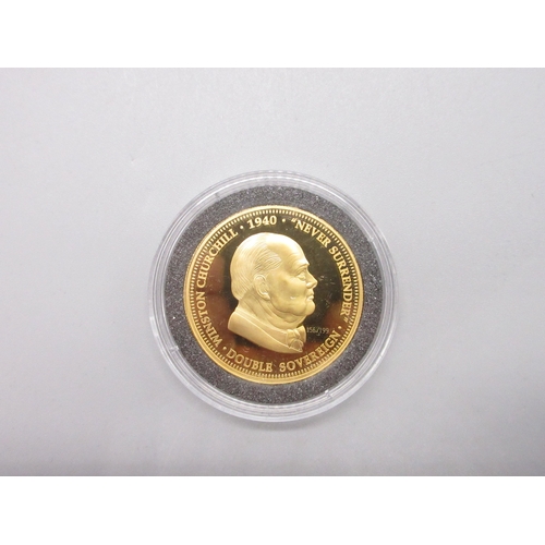 46 - The London Mint Office - The Churchill 70th Anniversary Gold Proof Double Sovereign, encapsulated in... 