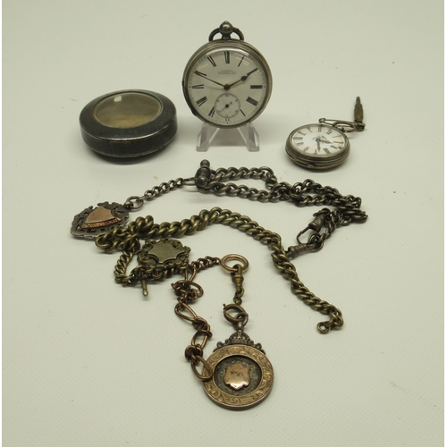 423 - H. Samuel Manchester, silver key wound pocket watch, signed white enamel Roman dial with subsidiary ... 