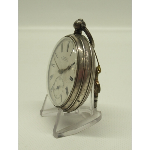 423 - H. Samuel Manchester, silver key wound pocket watch, signed white enamel Roman dial with subsidiary ... 