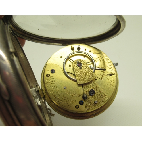 423 - H. Samuel Manchester, silver key wound pocket watch, signed white enamel Roman dial with subsidiary ... 