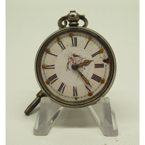 423 - H. Samuel Manchester, silver key wound pocket watch, signed white enamel Roman dial with subsidiary ... 