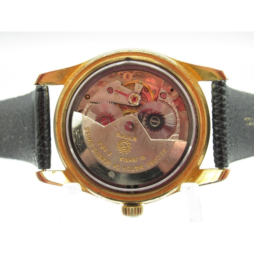 426 - Record Watch Co., Datofix gold plated automatic wristwatch with date, signed silver sector dial with... 