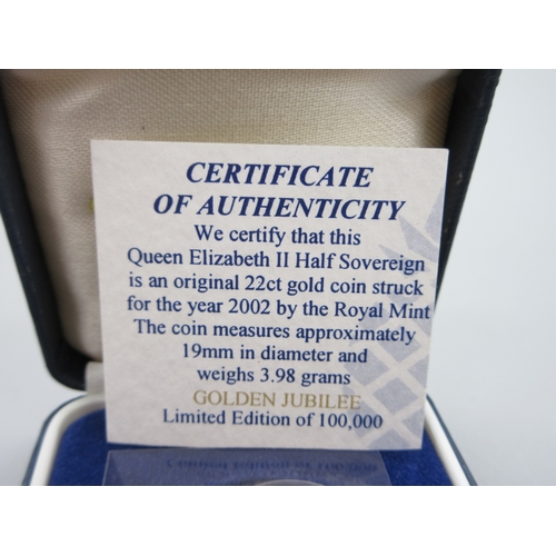 26 - Queen Elizabeth II (1952-2022) 2002 Half-Sovereign with COA

Bradleys Shipping £28.00 plus vat (UK O... 