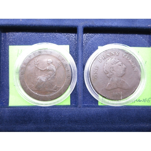 305 - Collection of encapsulated Bank Tokens to inc. 1811 Birmingham Workhouse Silver Shilling token, 1812... 