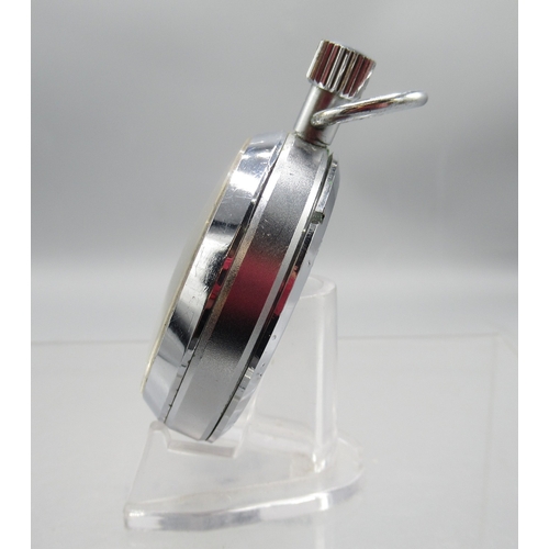 435 - Heuer chrome stopwatch for Dembo Bristol, signed white Arabic dial with 30 minute black subsidiary d... 
