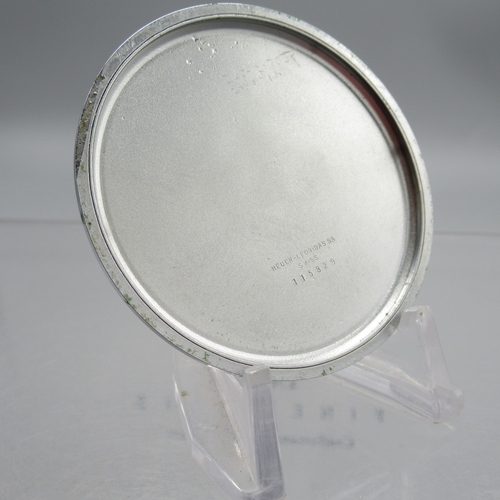 435 - Heuer chrome stopwatch for Dembo Bristol, signed white Arabic dial with 30 minute black subsidiary d... 