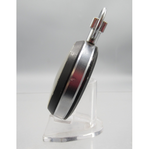 437 - Heuer aluminium and painted stopwatch, signed white Arabic dial with 60 minute inner track, signed s... 