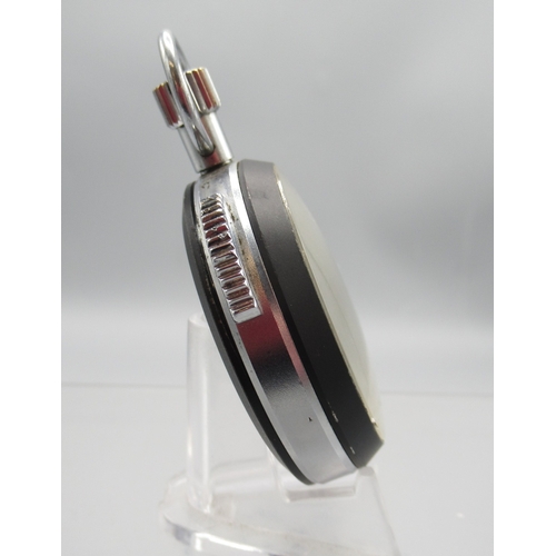 437 - Heuer aluminium and painted stopwatch, signed white Arabic dial with 60 minute inner track, signed s... 