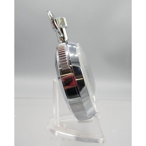 439 - Tag Heuer chrome 1/100min stopwatch, signed white Arabic dial with 30 minute subsidiary dial, snap o... 