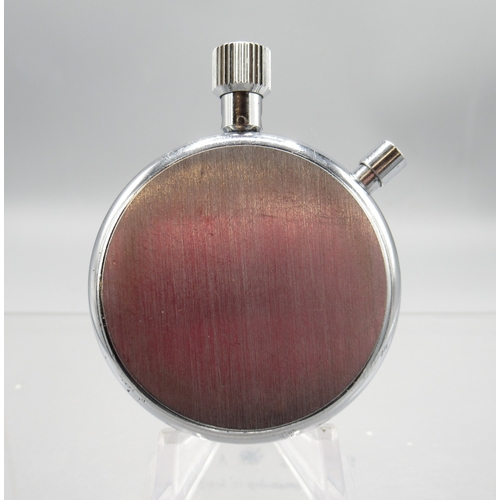 444 - Breitling 1/10 chrome stopwatch, signed white dial with 15 minute subsidiary dial, signed snap on ca... 