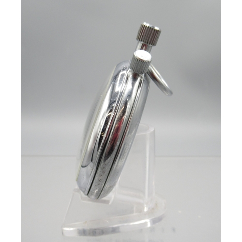 447 - Sekonda chrome stopwatch, signed white dial with 30 minute subsidiary dial, snap on case back, 4282 ... 