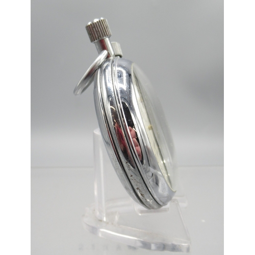 447 - Sekonda chrome stopwatch, signed white dial with 30 minute subsidiary dial, snap on case back, 4282 ... 