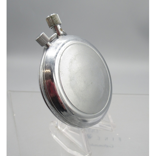 447 - Sekonda chrome stopwatch, signed white dial with 30 minute subsidiary dial, snap on case back, 4282 ... 