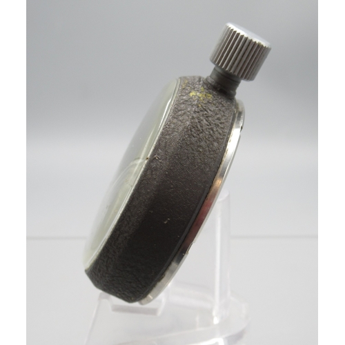 450 - Omega black crackle finish and stainless steel stopwatch, signed black dial, outer white chapter rin... 