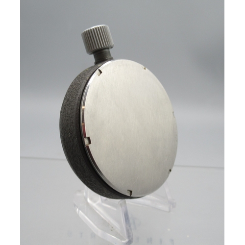 450 - Omega black crackle finish and stainless steel stopwatch, signed black dial, outer white chapter rin... 