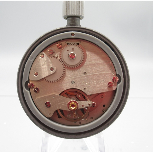 450 - Omega black crackle finish and stainless steel stopwatch, signed black dial, outer white chapter rin... 