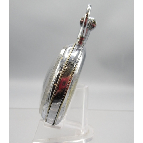 452 - Omega for Servo Electronics Lab chrome stopwatch, signed white dial with 10 minute subsidiary dial, ... 