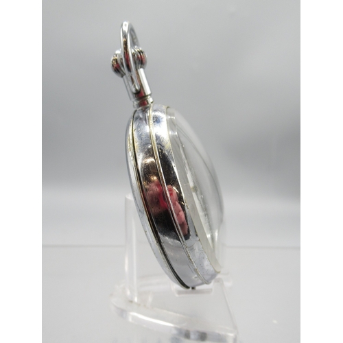 452 - Omega for Servo Electronics Lab chrome stopwatch, signed white dial with 10 minute subsidiary dial, ... 