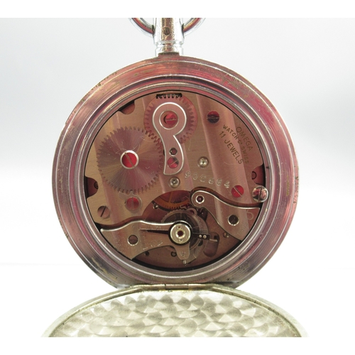 452 - Omega for Servo Electronics Lab chrome stopwatch, signed white dial with 10 minute subsidiary dial, ... 