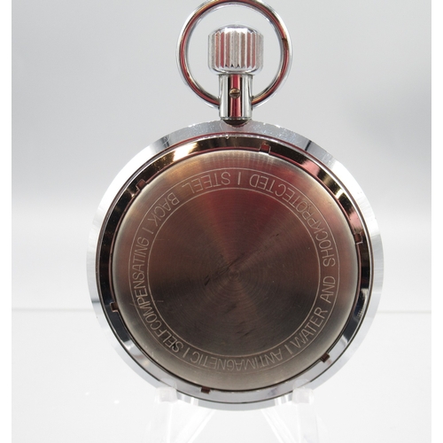 453 - Leonidas chrome stopwatch, signed white dial with 30 minute subsidiary dial, screw on case ring reta... 