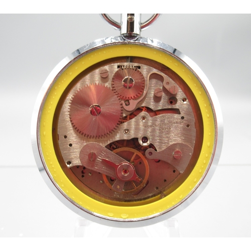 453 - Leonidas chrome stopwatch, signed white dial with 30 minute subsidiary dial, screw on case ring reta... 