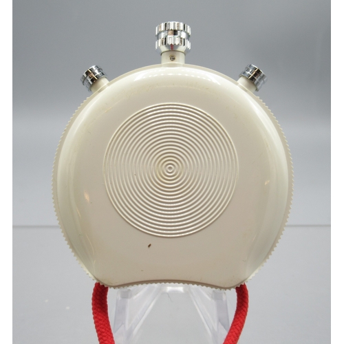 453 - Leonidas chrome stopwatch, signed white dial with 30 minute subsidiary dial, screw on case ring reta... 
