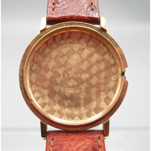 455 - Omega 9ct gold wristwatch on later leather strap with 9ct gold Omega buckle, Birmingham 1963, signed... 