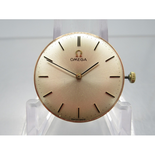 455 - Omega 9ct gold wristwatch on later leather strap with 9ct gold Omega buckle, Birmingham 1963, signed... 