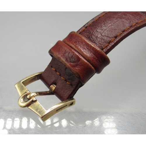 455 - Omega 9ct gold wristwatch on later leather strap with 9ct gold Omega buckle, Birmingham 1963, signed... 