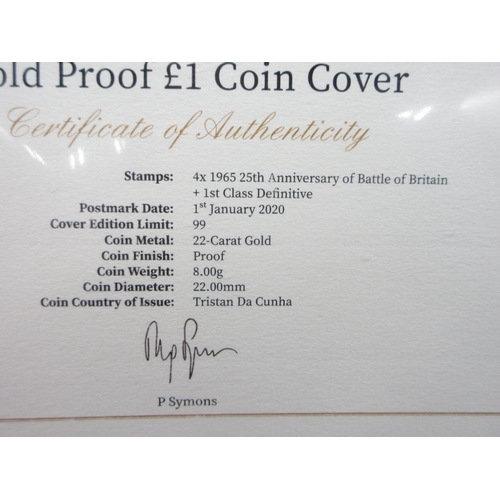 17 - Harrington & Byrne - 2020 80th Anniversary of the Battle of Britain Gold Proof £1 Coin Cover (22ct 8... 