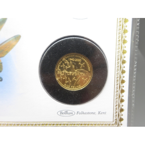 17 - Harrington & Byrne - 2020 80th Anniversary of the Battle of Britain Gold Proof £1 Coin Cover (22ct 8... 