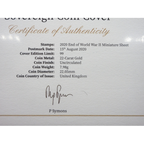 18 - Harrington & Byrne - 2020 End of World War II Gold Sovereign Coin Cover with COA

Bradleys Shipping ... 