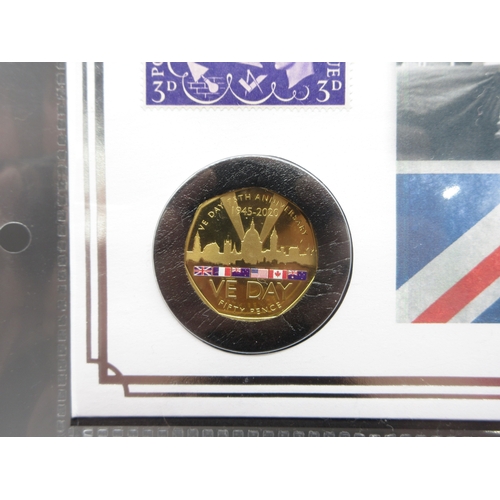 19 - Harrington & Byrne - 2020 75th Anniversary of VE Day Gold Proof 50p Coin cover (22ct 8g) with COA

B... 