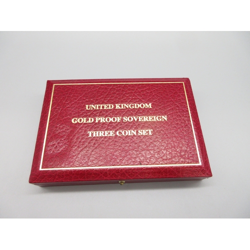 47 - The 1996 United Kingdom Gold Proof Three-Coin Sovereign Set No. 0460/1250, comprising Half-Sovereign... 
