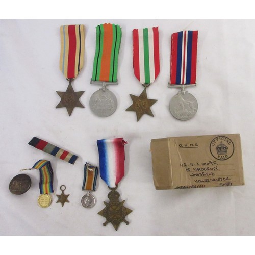 22 - Italy Star, Africa Star, 1939-45 War medal and 1939-45 Defence Medal, also incl. 1914-15 star medal ... 