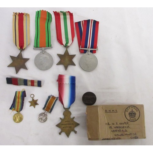 22 - Italy Star, Africa Star, 1939-45 War medal and 1939-45 Defence Medal, also incl. 1914-15 star medal ... 