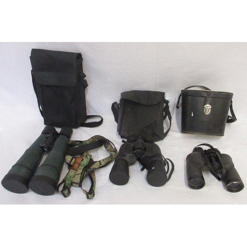 145 - Three cased pairs of binoculars (optics clear on each) by various manufacturers incl. Inpro and HCS ... 