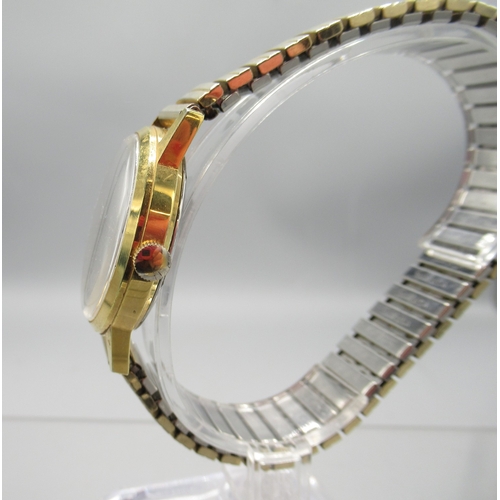 458 - Rone Countryman gold plated wristwatch, signed white Arabic dial with centre seconds, screw on case ... 