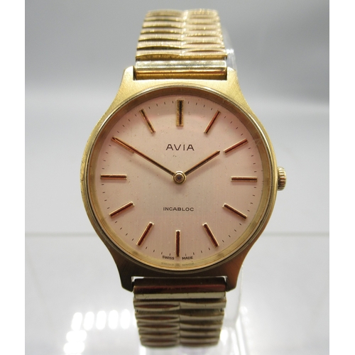 458 - Rone Countryman gold plated wristwatch, signed white Arabic dial with centre seconds, screw on case ... 