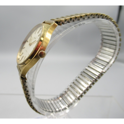 458 - Rone Countryman gold plated wristwatch, signed white Arabic dial with centre seconds, screw on case ... 