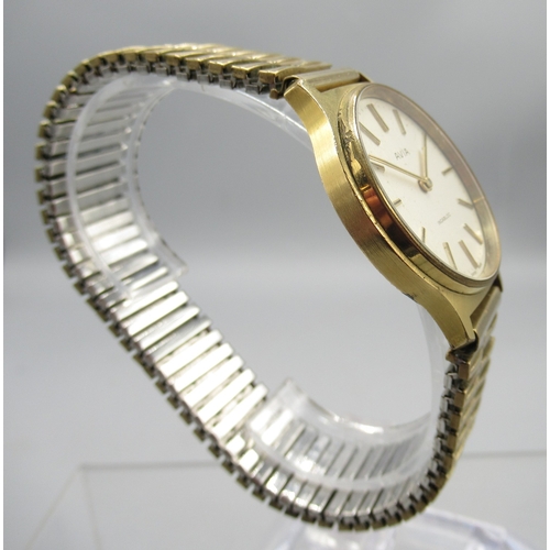 458 - Rone Countryman gold plated wristwatch, signed white Arabic dial with centre seconds, screw on case ... 