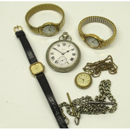 469 - Elgin keyless pocket watch, signed white enamel Roman dial with subsidiary seconds, Philadelphia Wat... 