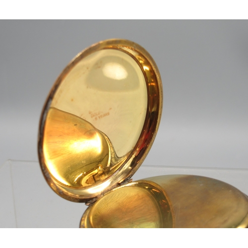 471 - Swiss gold plated keyless half hunter pocket watch, gold engine turned striped Arabic dial with subs... 